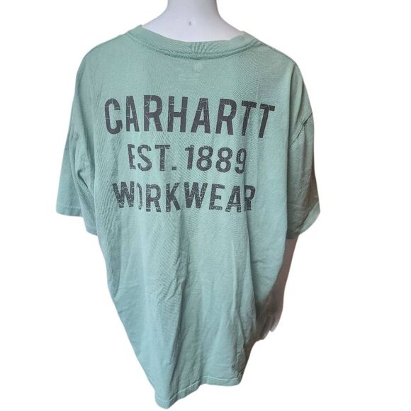 Carhartt Workwear Green & Brown Original Fit Short Sleeve Tee Shirt (XL) - Picture 4 of 5